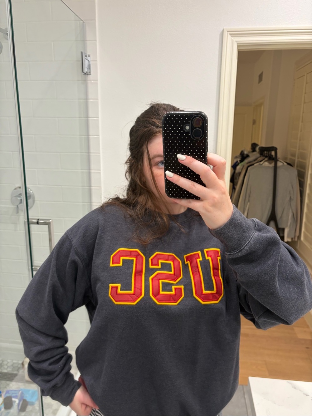 USC Crewneck Sweatshirt - Charcoal with Cardinal & Gold Logo